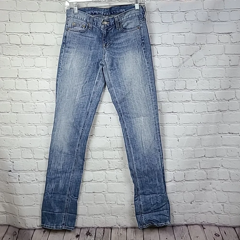 J.Crew Matchstick Jeans 25 Cloud Nine Wash Distressed Straight Leg Denim Y2K